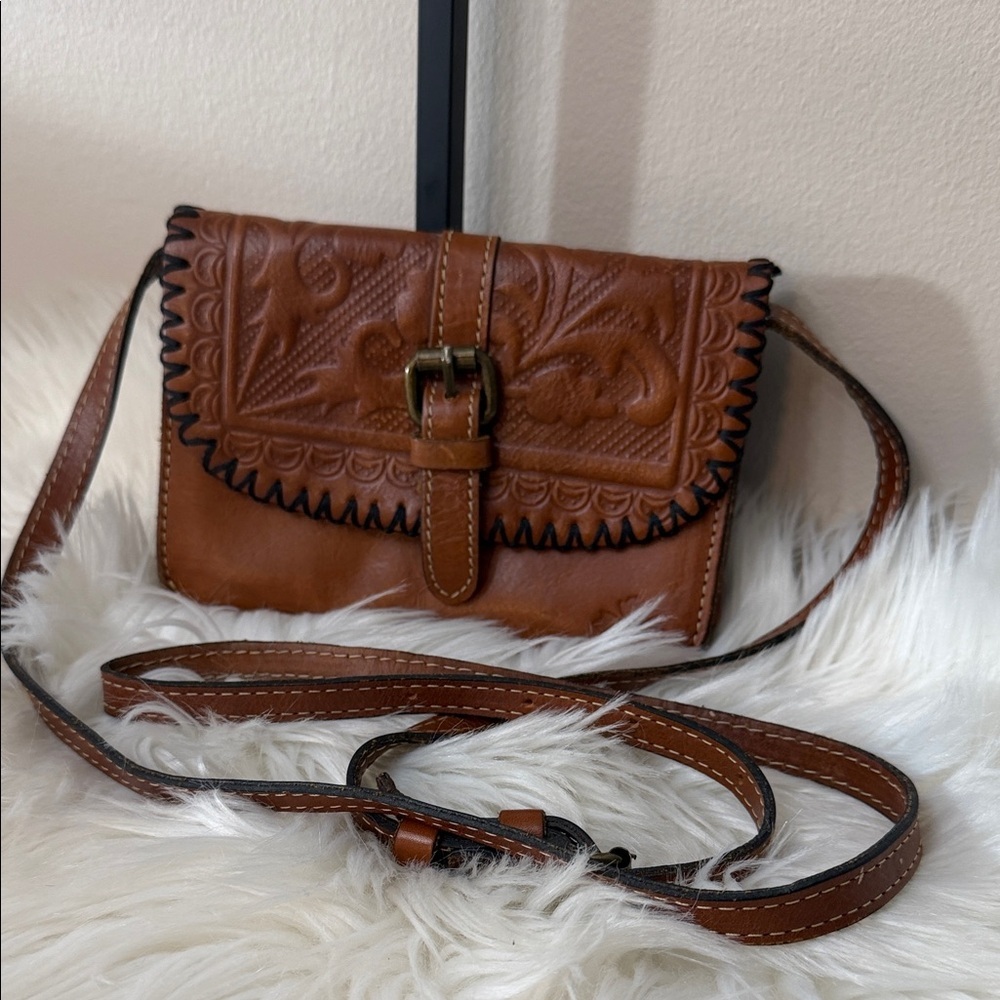 Patricia Nash Tan Leather Crossbody Bag